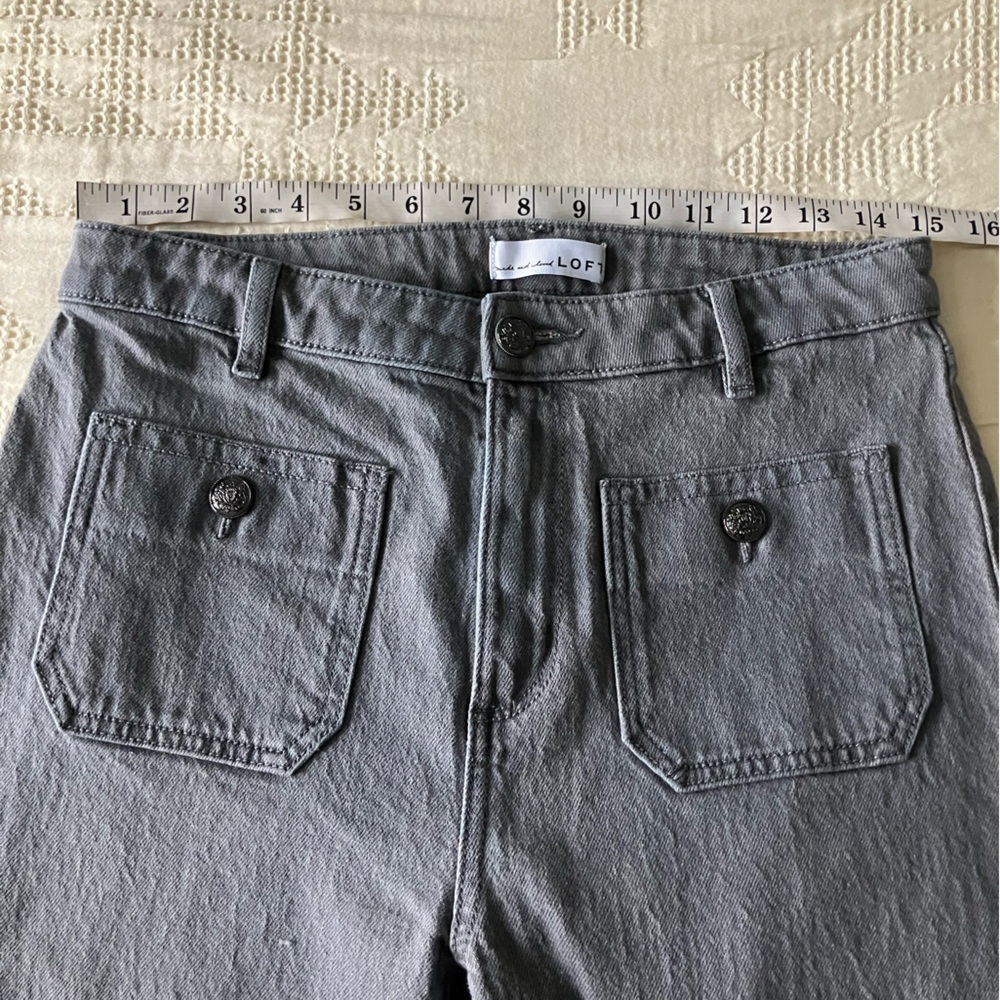 LOFT Grey Kick Crop High Rise Sailor Pocket Jeans Size 4 (Measures like a 10) - Picture 8 of 13
